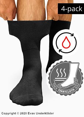 Warm comfort socks (unisex), non-restrictive cuffs, flat seam, thick terrycloth soles, 4-pack
